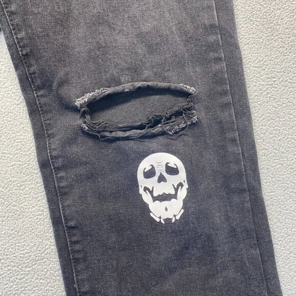 Romwe Grundge Gothic Black Skull Jeans Size Small,Y2K,Teens,High‎ Rise - Picture 14 of 15
